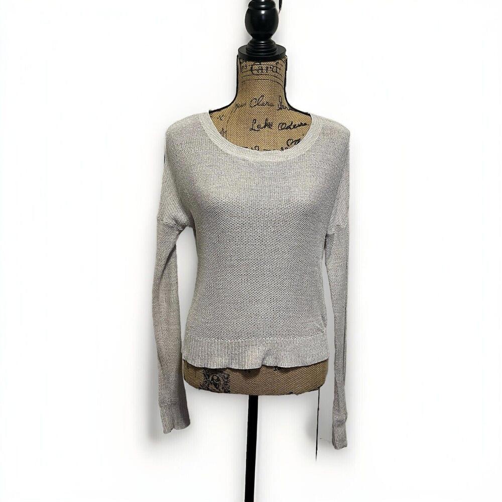Banana Republic Cream & Tan Cotton Open Knit Sweater Size Small